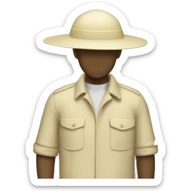 gardener pith helmet beige jacket trees sticker