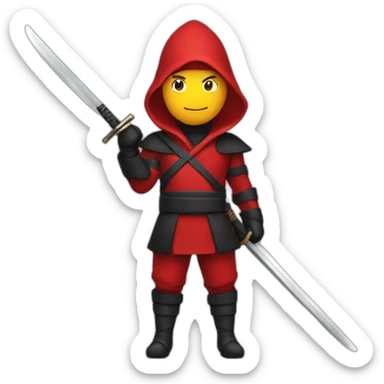 Santa Claus ninja with black and red attire with ninja sword at back sticker