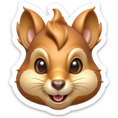 Cinematic Cheeky Squirrel Portrait Emoji, Head cocked to one side with a cheeky smirk and sparkling, impish eyes, featuring a compact, agile form with a luxuriously bushy tail and perky ears, Simplified yet remarkably expressive features, highly detailed, glowing with a playful, golden glow, high shine, mischievous and lively, stylized with an air of woodland naughtiness, soft glowing outline, capturing the essence of a cheeky squirrel that seems poised to leap out of the screen with a fun-loving attitude! sticker