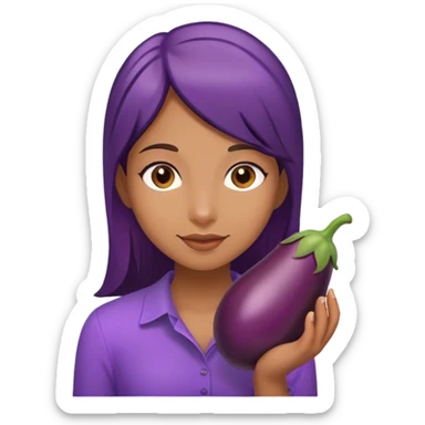 Girl holding eggplant  sticker