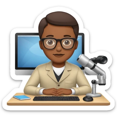 A video editor sitting in front of his computer. sticker