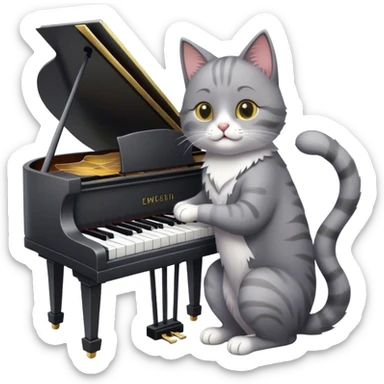 cat playing a piano sticker
