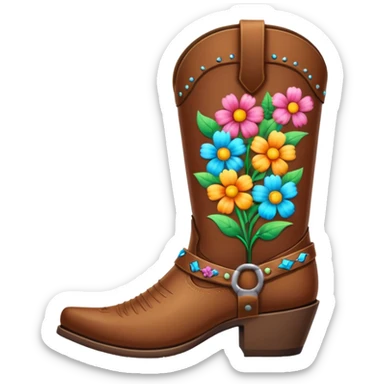 Cowboy boot with flowers inside sticker