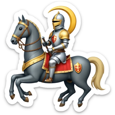 Medieval knights on a horse with moon sticker