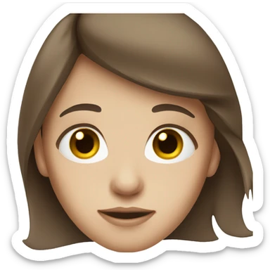 Girl with brown hair and eyes and white skin sticker