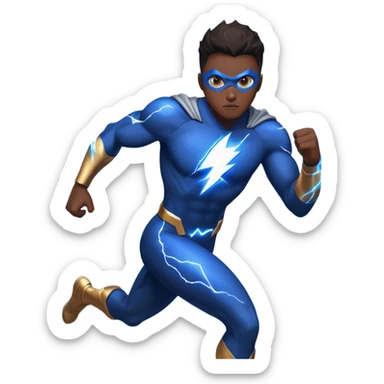Black 24 year old superhero with blue lighting running through him like a super ability sticker