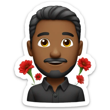 hombre castaño dando flores rojas  sticker