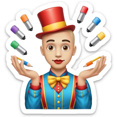 A circus artist juggling with 3 pencil sharpeners sticker