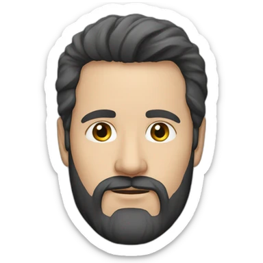 German man at 35 years with middle long black hair and beard sticker