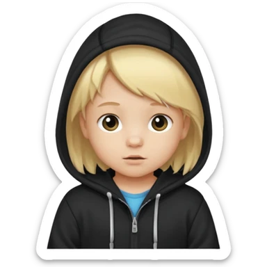 baby with blonde hair and black hoodie sticker