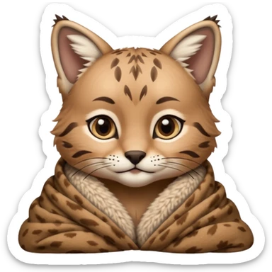 Cozy bobcat cub in blanket sticker