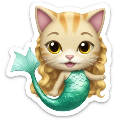 a cat in a mermaid costume sticker