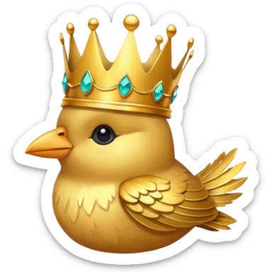 bird with crown and earrings single vibrant colour  sticker