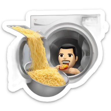 freddie mercury eating ramen in a dryer sticker
