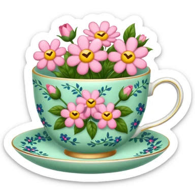 Floral print teacup  sticker