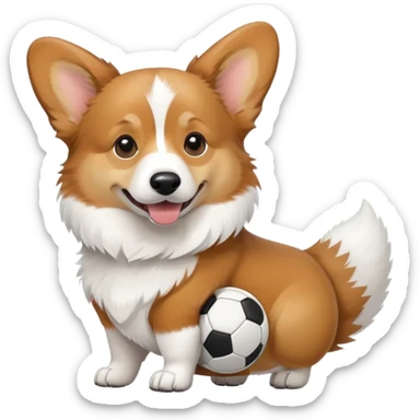 Corgi with tail with soccer ball  sticker