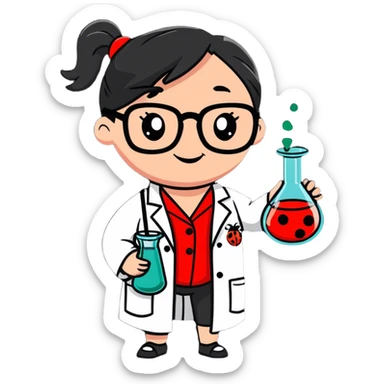A girly girly girly scientist ladybug ￼ sticker