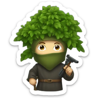 medieval evil spy hiding behind bush sticker