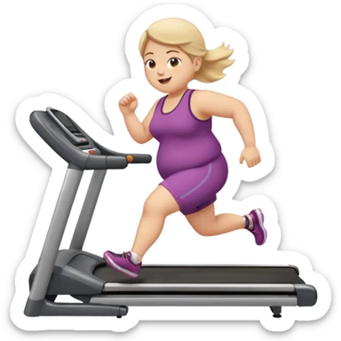 girl running on treadmill fat sticker