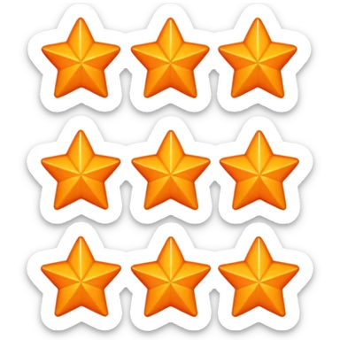 5 solid orange stars in a row sticker