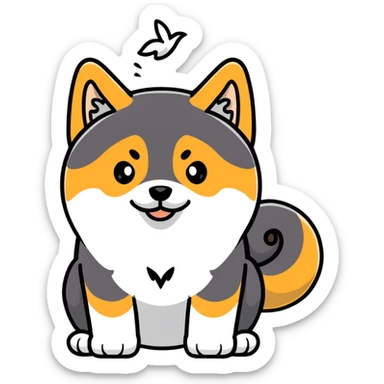 Black Shiba Inu dog pooping sticker