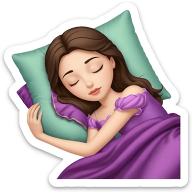 sleeping beauty brunette white girl with a silk pillow sticker