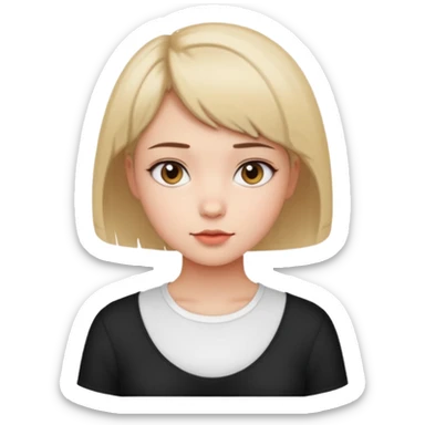 Gadis cantik, lucu, aesthetic, rambut pendek, baju putih sticker