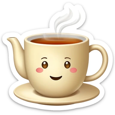 steaming cup of tea with tea bag sticker