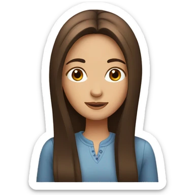 Girl with long brown straight hair and brown eyes sticker
