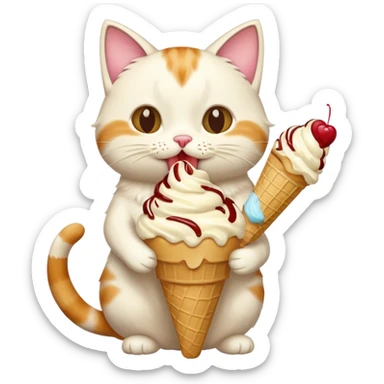 Cat eating ice team sticker