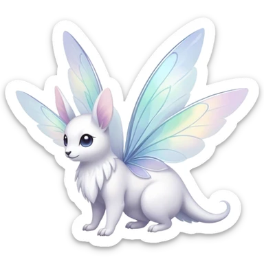  Iridescent white pale wings-ears, fairy-like-fakemon-creature  sticker