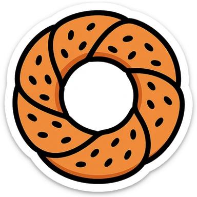 simit bread, lineal color outlined icon style, clean and clear sticker