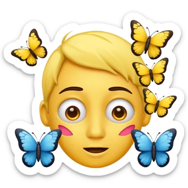 Emoji face dizzy with butterflies circling head  sticker