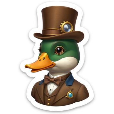 Create a steampunk mallard that has  a monocle glasses
 sticker