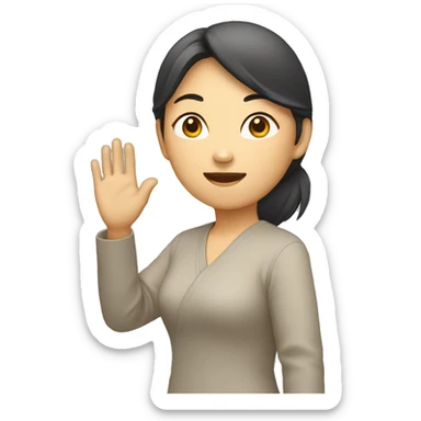 Asian woman (full-body) (raising hand in air) sticker