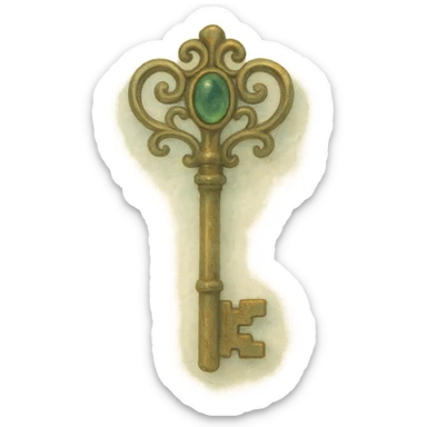 realistic fantasy key, natural colors, soft, fairy-like atmosphere, no background, square size sticker