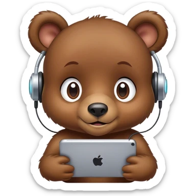 Baby bear who loves tech  sticker