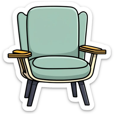 friendly cartoon chair with open arms, inviting someone to sit sticker