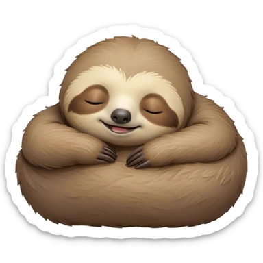 Meme-Worthy cute Sleeping Sloth Portrait Emoji, Head resting peacefully with a contented smile, showcasing a luxuriously soft, fuzzy form and eyes gently closed in serene slumber, Simplified yet comically adorable features, highly detailed, glowing with a soft, drowsy glow, high shine, relaxed and utterly lovable, stylized with an air of playful laziness, bright and heartwarming, soft glowing outline, capturing the essence of a sleeping sloth that feels destined to become the next viral icon of adorable rest! sticker