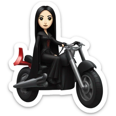 Jedi teen Morticia Addams flying a red imperial patrol speeder  sticker