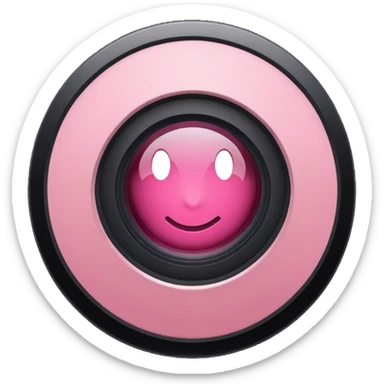 A round camera lens, apple emoji style, minimalist, with highlights, pink, no faces, no smileys, only lens, variant 7 sticker