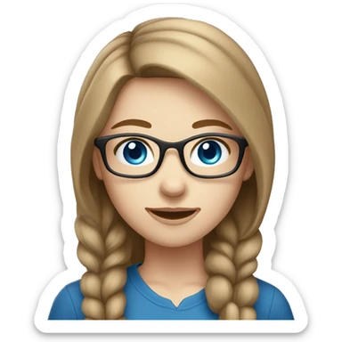 Light brown hair girl with white skin and blue eyes wearing classes sticker