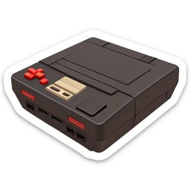 Clash of Clans aesthetic: Cinematic Playful NES Console Portrait Emoji, rendered in a 3D vector-style similar to standard emojis with minimal shading and bold, simplified shapes. A compact, distinct form with signature details, softly glowing with a nostalgic gaming charm. Simplified yet unmistakably iconic, highly detailed and consistent, glowing with a soft radiance and high shine. Stylized with a touch of retro gaming magic and a soft glowing outline, capturing the essence of a beloved gaming relic with a friendly, playful manner! sticker