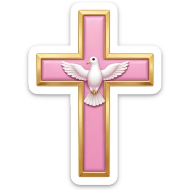 Pink and white simple holy cross with a dove  sticker