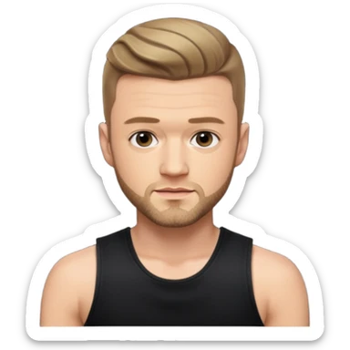 Justin Timberlake dark blonde hair, black tank top sticker