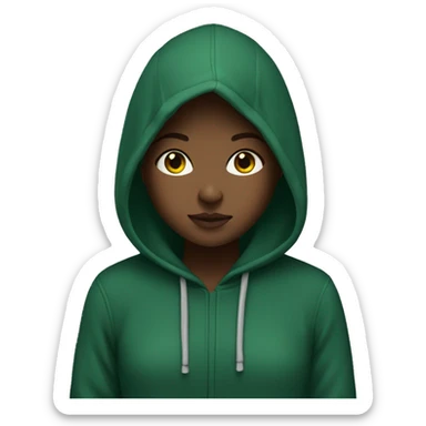 a girl with dark green hoodie sticker