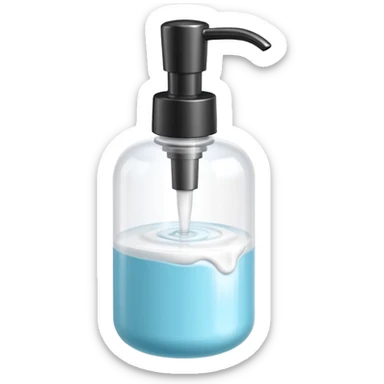 foam pump bottle object icon, soap dispenser with foam on top, glossy plastic, 3D cartoon, mobile game icon style, centered, clean background, no text, no watermark
 sticker