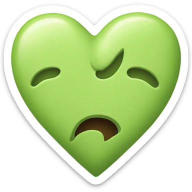 pistachio green colour broken heart. No face  sticker