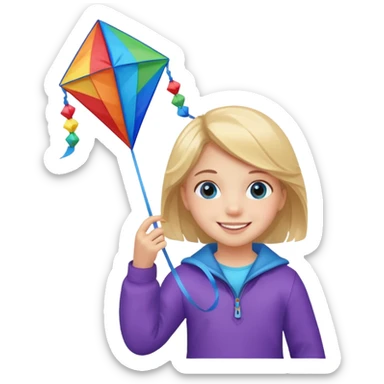 little girl kid with kite sticker