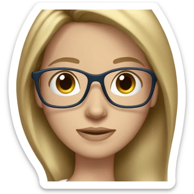 diana dark blonde straight hair, blue eyes, glasses  sticker